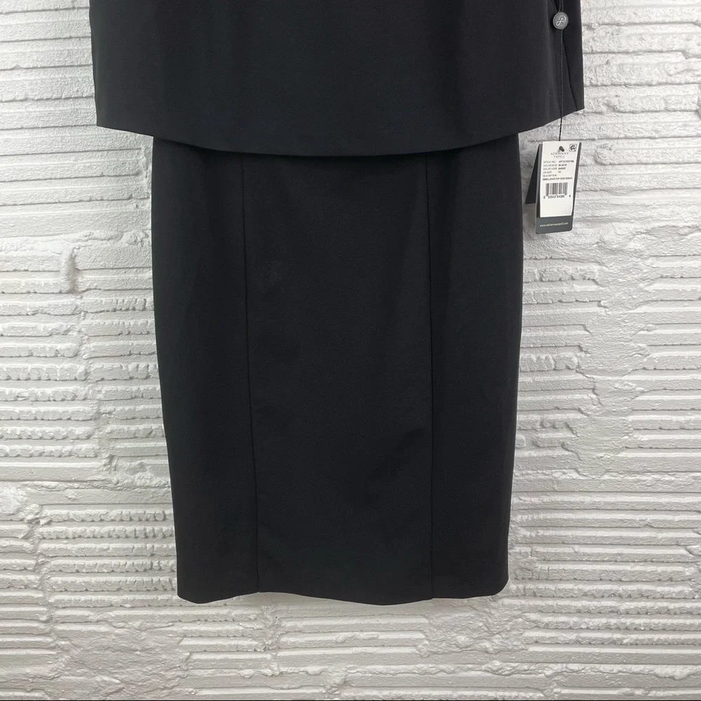Adrianna Papell Embellished Pop Over Sheath Dress Black Special Occasion Size 10 - Picture 9 of 16
